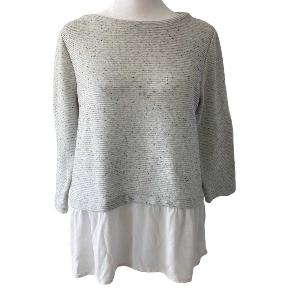 LOFT petite medium top 3/4 sleeves layered look ribbed